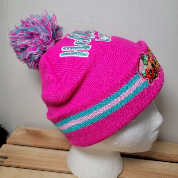 Shopkins Girls Pink Beanie w/ Pom Pom "Hello Weekend SPK" - Picture 4 of 9